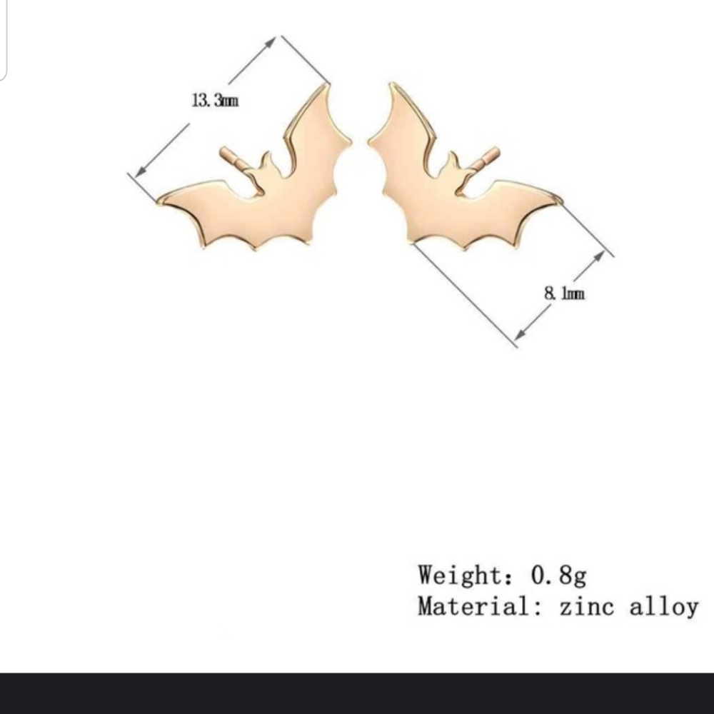 🦇🦇Cute Zinc Alloy ROSE GOLD Bat earrings 🦇🦇 - Picture 2 of 7